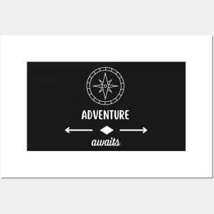 Adventure Awaits(Grey/White) Posters and Art